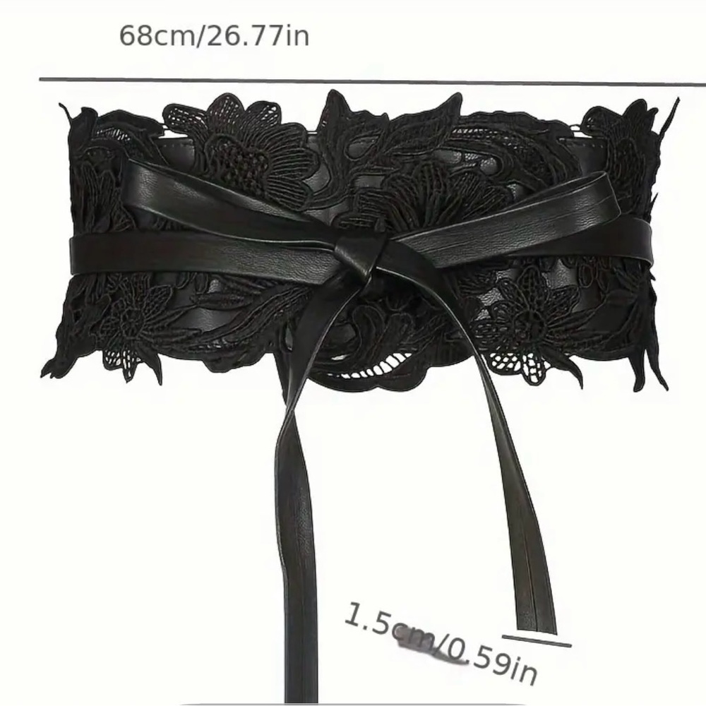 Handmade waist belt with bow PVC lace-up